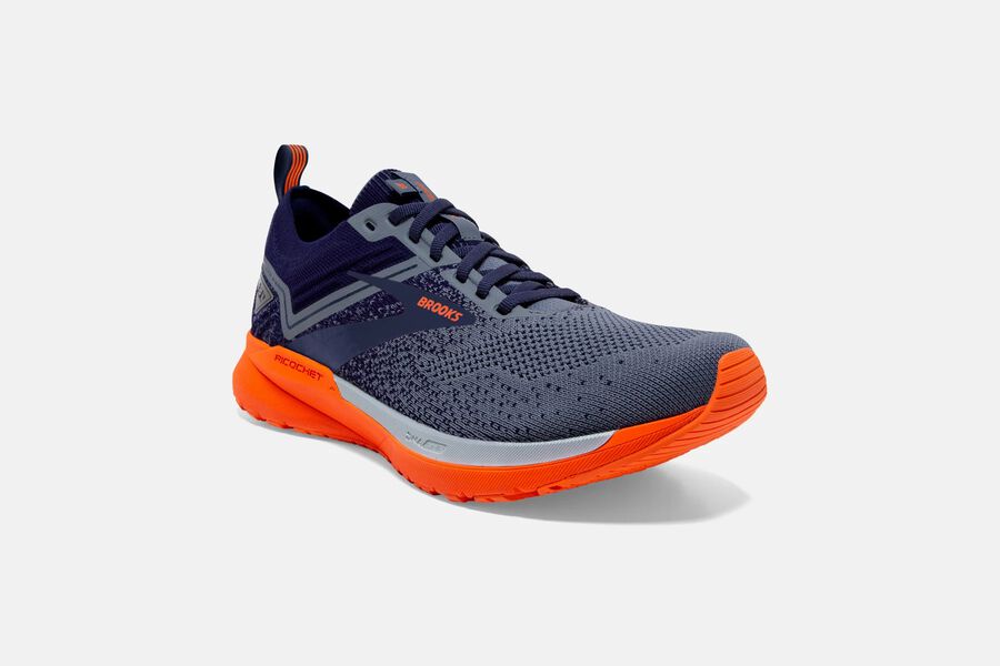 Brooks Running Shoes - Ricochet 3 Road Mens - Grey/Orange - DOB-791240